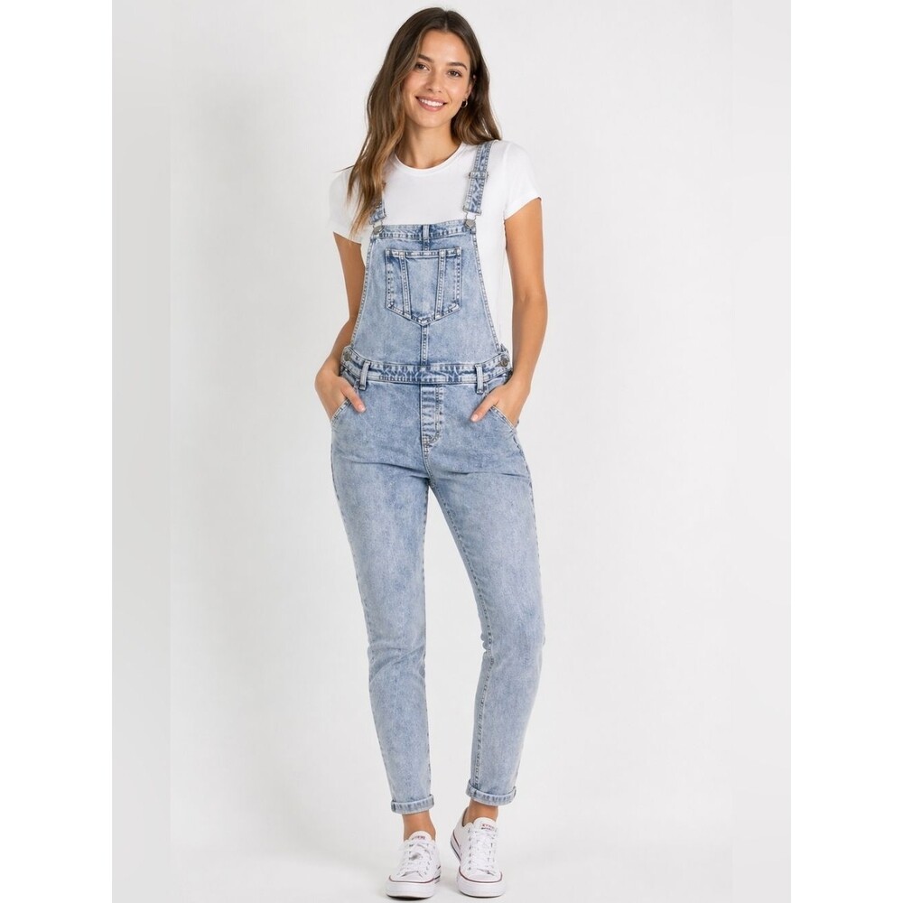 Blue Denim Overalls Old Navy Pockets , Side zip, Skinny Size 4